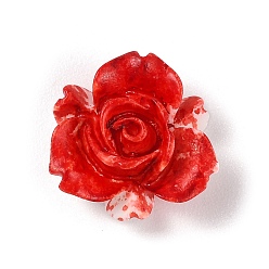 Roja Perlas de resina opacos, flor, rojo, 15x15x7.5 mm, agujero: 1.4 mm