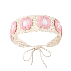 Flower Lovely Cartoon Pattern Decorative Head Band, Hollow Out Knitted Hair Accessories, for Women And Girls, Flower, 440x60mm