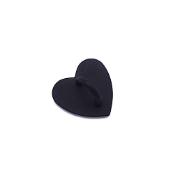 Negro Soporte de corazón para teléfono celular de aleación de zinc, soporte de anillo de agarre para los dedos, negro, 2.4 cm