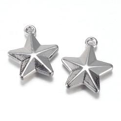 Stainless Steel Color 201 Stainless Steel Charms, Star, Stainless Steel Color, 15x13x3.5mm, Hole: 1.5mm