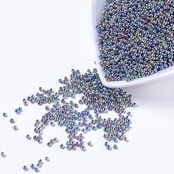 Colorido 8/0 calificar unas cuentas redondas de semillas de vidrio, iris de colores metalizados, colorido, 8/0, 3x2 mm, agujero: 1 mm, sobre 10000 unidades / bolsa
