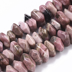 Rhodonite Rhodonite naturelles brins de perles, nuggets, facette, 9.5~11x6~7mm, Trou: 1.2mm, Environ 30~32 pcs/chapelet, 7.48 pouce (19 cm)