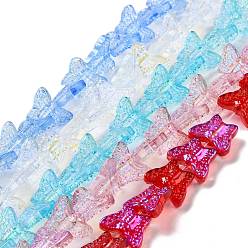 Mixed Color Transparent Glass Beads Strands, Butterfy, Mixed Color, 12.5x15.5x5mm, Hole: 1mm, about 25pcs/strand, 9.84 inch(25cm)