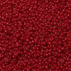 (RR408) Opaque Red Миюки круглые бусины рокайль, японский бисер, (rr 408) непрозрачный красный, 8/0, 3 мм, отверстие : 1 мм, Около 2111~2277 шт / 50 г