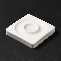 White Resin Single Bracelet Diaplay Stands, Square, White, Tray: 20mm, 8.75x8.85x1.75cm