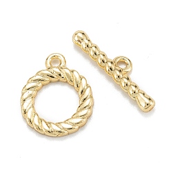Real 18K Gold Plated Brass Toggle Clasps, Long-Lasting Plated, Ring, Real 18K Gold Plated, Ring: 14x12x2mm, Hole: 1.4mm, Bar: 4.5x18x2.5mm, Hole: 1.4mm