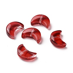 Brique Rouge Perles de verre peintes par pulvérisation transparent, croissant de lune, firebrick, 14x9.5x5mm, Trou: 1mm