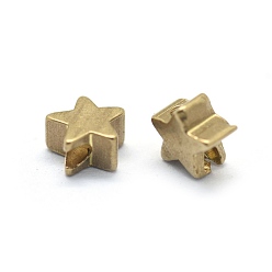 Raw(Unplated) Brass Beads, Star, Raw(Unplated), 4.5x5x2.5mm, Hole: 1.2mm