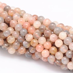 Multi-Moonstone Round Natural Multi-Moonstone Beads Strands, 8mm, Hole: 1mm, about 47pcs/strand, 15.5 inch