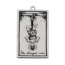 Stainless Steel Color 201 Stainless Steel Pendants, Laser Engraved Pattern, Tarot Card Pendants, The Hanged Man XII, 40x24x1mm, Hole: 2mm