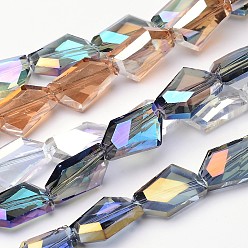 Mixed Color Electroplate Glass Bead Strands, Faceted Polygon, Mixed Color, 18x13x7mm, Hole: 1mm, about 40pcs/strand, 27.5 inch 