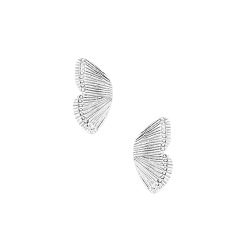 Silver Alloy Butterfly Wings Stud Earrings for Women, Silver, 13mm