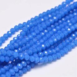 Bleu Royal Perles de verre rondelle à facettes, bleu royal, 4x3mm, Trou: 1mm, Environ 127~135 pcs/chapelet, 17.8 pouce