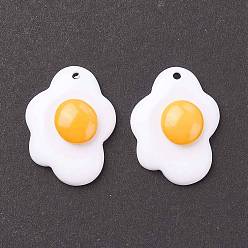 White Resin Pendants, Imitation Food, Play Food, Fried Egg, White, 27x20.5x7.5mm, Hole: 1.6mm