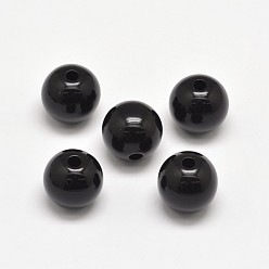Negro Granos de acrílico redondas, negro, 4 mm, Agujero: 1.5 mm, sobre 16565 unidades / 500 g