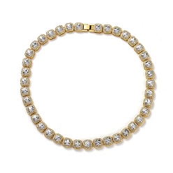 Oro Collar de tenis de diamantes de imitación de cristal para hombre, collar de cadena gruesa de diamantes de imitación de vidrio de aleación de hip hop, dorado, 22.44 pulgada (57 cm)