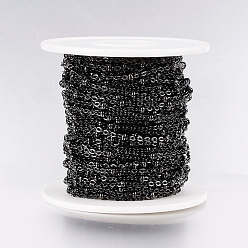 Electrophoresis Black 304 Stainless Steel Cable Chains, Soldered, Satellite Chains, with Spool, Rondelle Beads, Electrophoresis Black, 2mm, about 65.61 Feet(20m)/roll