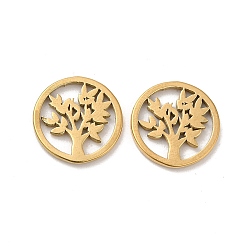 Real 18K Gold Plated 304 Stainless Steel Tree of Life Charms, Real 18K Gold Plated, 11x1mm