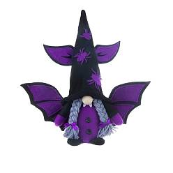 Dark Orchid Gnome with Bat Wing Cloth Display Decorations, for Halloween Ornaments, Spider Pattern, Dark Orchid, 80x320x300mm