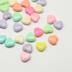 Mixed Color Opaque Acrylic Heart Beads, Mixed Color, 11x12x5mm, Hole: 2mm, about 1100pcs/500g