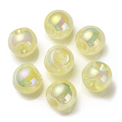 Jaune Verge D'or Placage uv perles acryliques irisées arc-en-ciel, ronde, jaune verge d'or clair, 18.5mm, Trou: 4mm