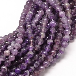 Amethyst Natural Amethyst Round Bead Strands, 8mm, Hole: 1mm, about 49pcs/strand, 16 inch