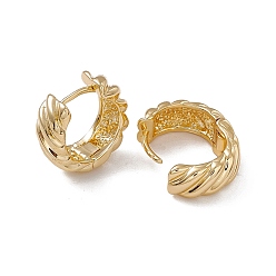 Настоящее золото 18K Толстые серьги-кольца с латунным покрытием для женщин, без свинца и без кадмия, реальный 18 k позолоченный, 16x16.5x6 мм, штифты : 0.8 мм
