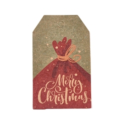 Разноцветный Бумажные подарочные бирки, хэндж теги, для декоративно-прикладного искусства, на Рождество, Со словом веселого рождества, красочный, 50x30x0.3 мм, отверстие : 5 мм