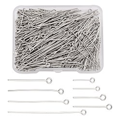 Stainless Steel Color 395Pcs 8 Style 304 Stainless Steel Eye Pins, Stainless Steel Color, 15mm, Hole: 2mm, 65pcs