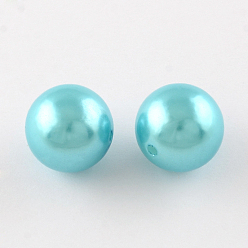 Azul Cielo Cuentas redondas de plástico perlas de imitación de abs, luz azul cielo, 20 mm, Agujero: 2 mm, sobre 120 unidades / 500 g