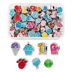 Mixed Color 70Pcs 7 Style UV Plating Acrylic European Beads, with Enamel, Large Hole Beads, Four Leaf Clover & Flat Round & Footprint & Glove & Cupcake & Dinosaur & Ice Cream, Mixed Color, 10~14.5x7~12x6.5~8mm, Hole: 4~4.5mm, 10pcs/style
