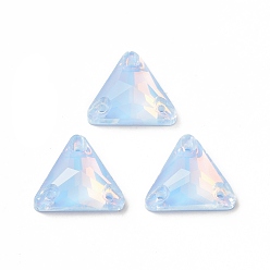 Light Sky Blue Mocha Effect Triangle Shape Sew on Rhinestone, K5 Glass Rhinestone, Multi-Strand Link, Plated Flat Back, Sewing Craft Decoration, Light Sky Blue, 12x13.5x4.5mm, Hole: 1mm