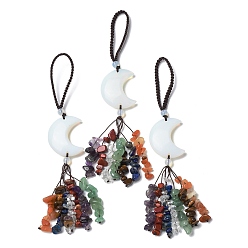 Opalite Decoraciones colgantes de opalita lunar, Cordón de nailon y adornos colgantes con borlas de piedras preciosas., 150~155 mm