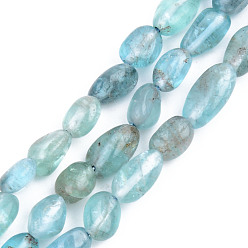 Sky Blue Natural Quartz Beads Strands, Tumbled Stone, Nuggets, Sky Blue, 5~13x5~10x3~8mm, Hole: 1mm, about 40~60pcs/strand, 14.57 inch~15.74 inch(37~40cm)