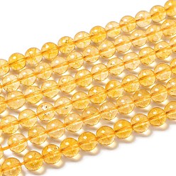 Citrine Natural Citrine Beads Strands, Round, Dyed & Heated, 8mm, Hole: 1mm, about 47pcs/strand, 14.9 inch
