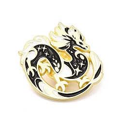 Dragon Pattern Animal Enamel Pin, Light Gold Alloy Badge for Clothes Backpack, Dragon Pattern, 27.5x30.5x1.5mm