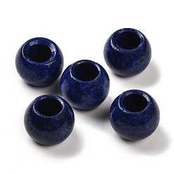 Gemstone Synthetic Gemstone Imitation Lapis Lazuli European Beads, Large Hole Beads, Round, 12x9~9.5mm, Hole: 5.5~6mm