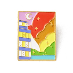 Moon Rainbow Color Pride Colorful Enamel Pin, Gold Plated Alloy Badge for Backpack Clohtes, Moon, 37x28.5x1mm