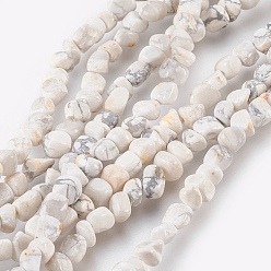 Howlite Copeaux de howlite perles naturelles brins, environ 3~5 mm, Trou: 0.8mm, 15.5 pouce, Environ 82 pcs/chapelet