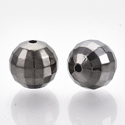 Gunmetal CCB Plastic Beads, Faceted, Round, Gunmetal, 10mm, Hole: 1.5mm, about 900pcs/500g