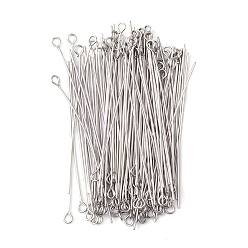 Stainless Steel Color 304 Stainless Steel Eye Pins, Stainless Steel Color, 50mm, Pin: 0.6mm, Hole: 2mm