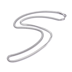 Stainless Steel Color 304 Stainless Steel Flat Snake Chains Necklaces, with Lobster Claw Clasp, Stainless Steel Color, 23.6 inch(60cm), 4mm