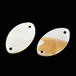 Marfil Dijes de conector de concha de agua dulce natural, oval, 34x20.5x2~3 mm, agujero: 2.5 mm