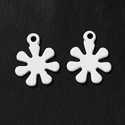 White Spray Painted 201 Stainless Steel Charms, Flower Charm, White, 11.5x9x0.5mm, Hole: 1mm