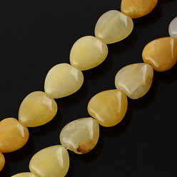 Goldenrod Natural Topaz Jade Bead Strands, Heart, Goldenrod, 10x10x5mm, Hole: 1mm, about 40pcs/strand, 15.3 inch