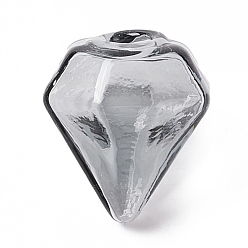 Gris Pizarra Botellas de vidrio soplado hechas a mano, para la fabricación de colgantes de viales de vidrio, diamante, gris pizarra, 16~17x15~15.5x13.5~14.5 mm, agujero: 2.5~5 mm