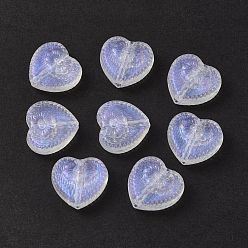 Clair Perles acryliques transparentes, poudre de scintillement, coeur avec fleur, clair, 17x18x6mm, Trou: 1.6mm, environ388 pcs / 500 g