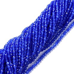 Blue Cat Eye Beads Strands, Round, Faceted, Blue, 3mm, Hole: 0.2mm, 14.17 inch(36cm), 122pcs/strand