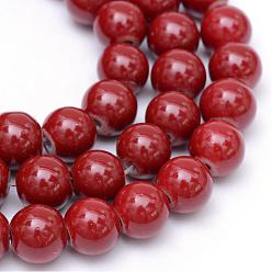Brique Rouge Perles en verre peintes , cuisson des peintures, ronde, firebrick, 8mm, Trou: 1.3~1.6mm, Environ 100 pcs/chapelet, 31.4 pouce