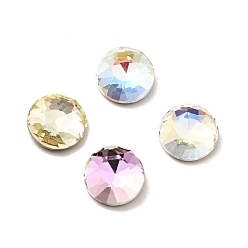 Color mezclado K 9 cabujones de diamantes de imitación de cristal, espalda y espalda planas, facetados, plano y redondo, color mezclado, 8x3 mm